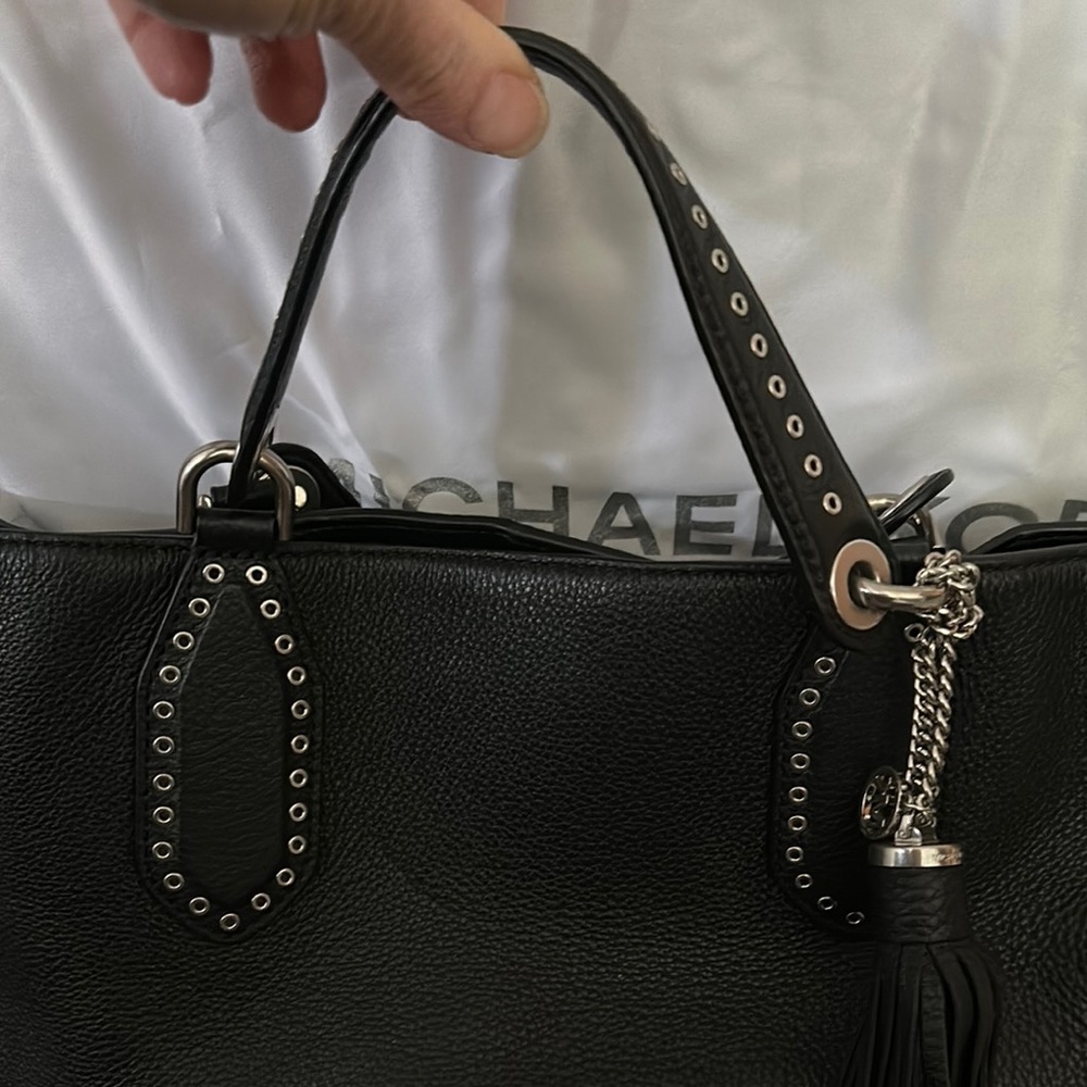 Michael Kors Black Leather Tote with Studded Details - Picture 3 of 7